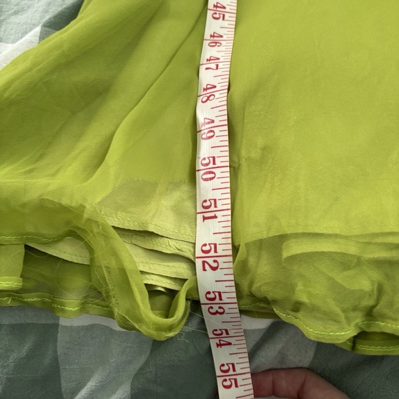 Vintage Green Ruffled Flowy Long Maxi Dress Flutter Fleece Sheer Chiffon Prom - Picture 14 of 15